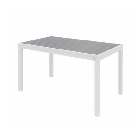 Kfi KFI 55" x 35" Rectangle Outdoor Table - Gray Polymer Top - White Aluminum Frame - Ivy Series OLT3255-WH-GY